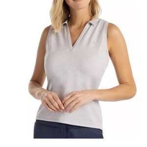 Travis Mathew Light Gray Sleeveless Majorca Polo Top